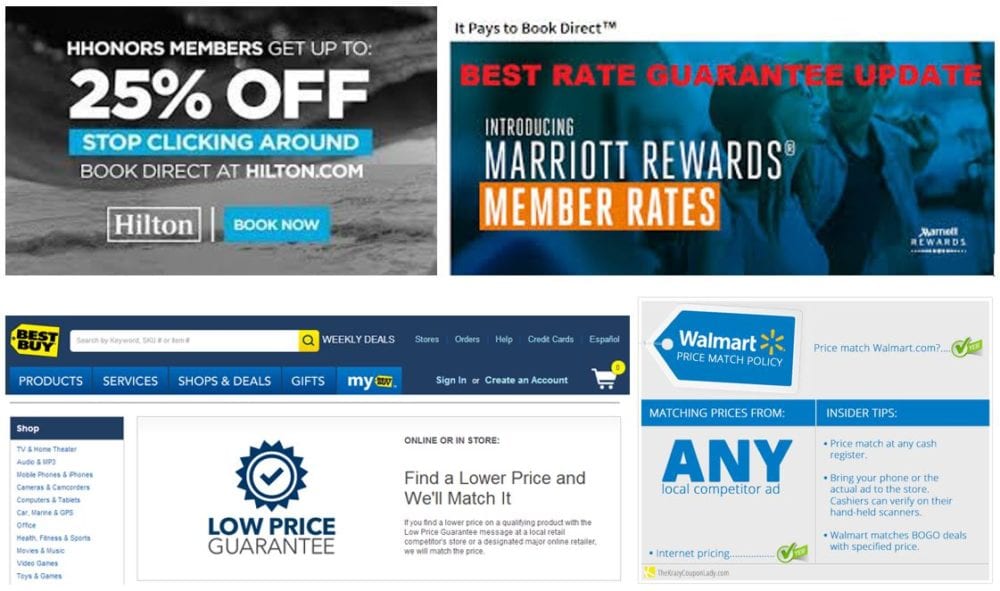 best rate guarantee marriott hilton walmart best buy