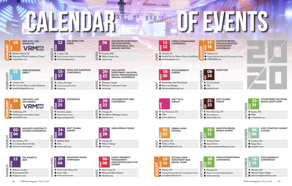 Calendar of Events VRM Intel